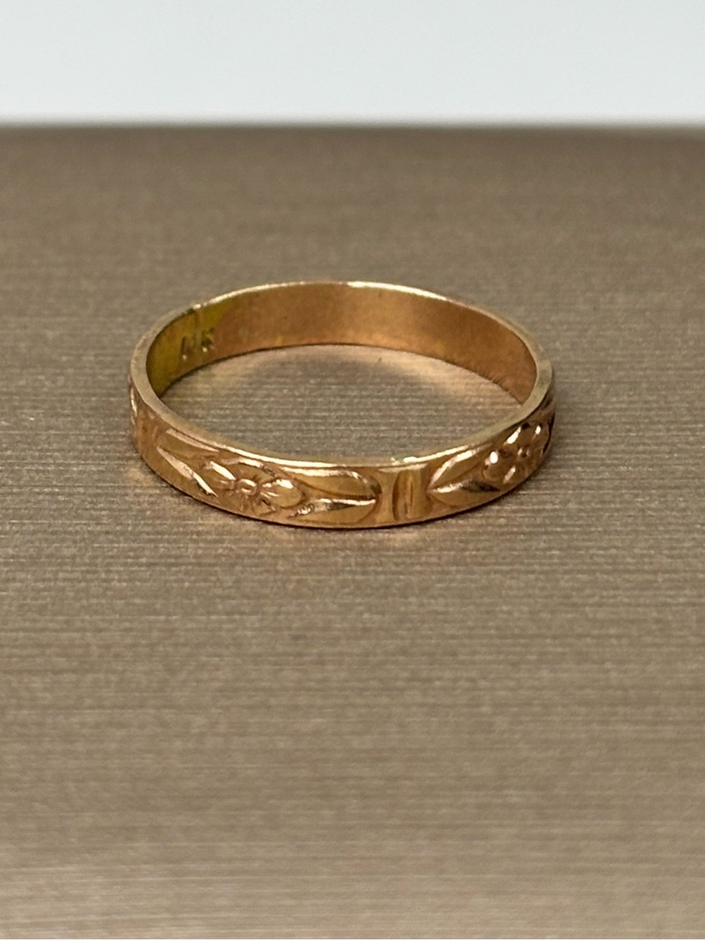 14k Solid Rose Gold Floral Ring Size 4 US 1g 2mm Nature Ethereal Vibe